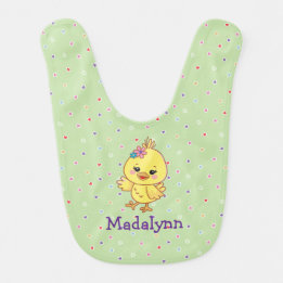 Söt Kawaii Babykyckling Personlig Grön Hakklapp