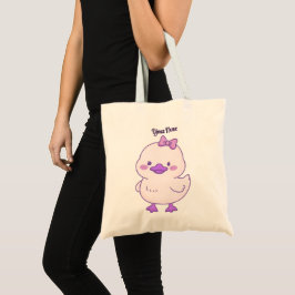 Söt Kawaii Bebis Anka Lila Hårbåge Toteväska Tygkasse
