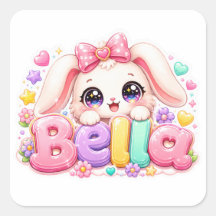 Söt Kawaii Bella Bunny Namn Pastell Rosa Blommig B