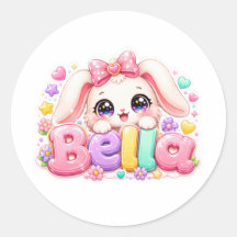 Söt Kawaii Bella Bunny Namn Pastell Rosa Blommig B