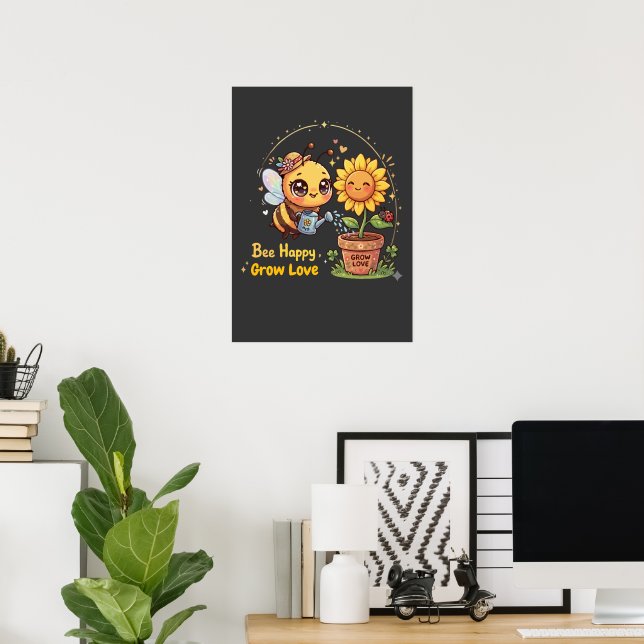 Söt Kawaii-Bin Vattnar Solros Bin Glad Vux  Poster (Hemmakontoret)
