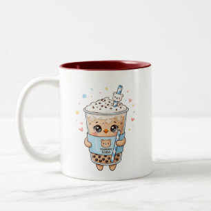 Söt Kawaii Björn Bubble Tea "Yummy Boba" Tvåton Två-Tonad Mugg