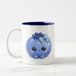 Söt Kawaii Blåbärsmugg | Bedårande Frukt Kaffe Två-Tonad Mugg