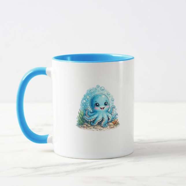 Söt Kawaii Bläckfisk Kaffe Mugg (Vänster)