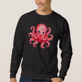 Söt Kawaii Bläckfisk som håller hjärta Lång Ärmad Tröja