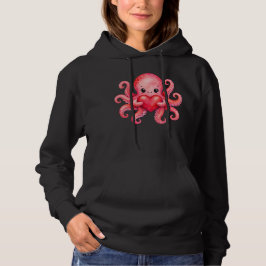 Söt Kawaii Bläckfisk som håller hjärta T Shirt