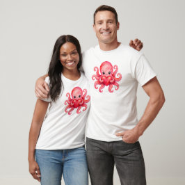 Söt Kawaii Bläckfisk som håller hjärta T Shirt