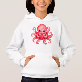 Söt Kawaii Bläckfisk som håller hjärta T Shirt