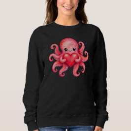 Söt Kawaii Bläckfisk som håller hjärta T Shirt