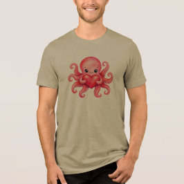 Söt Kawaii Bläckfisk som Håller Hjärta T Shirt