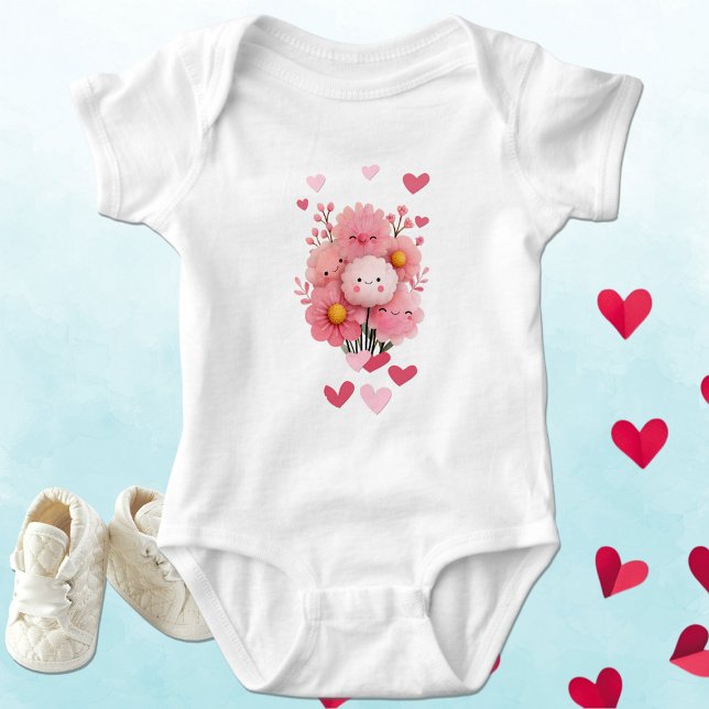 Söt Kawaii Blomma Med Hjärtan T Shirt (Skapare uppladdad)