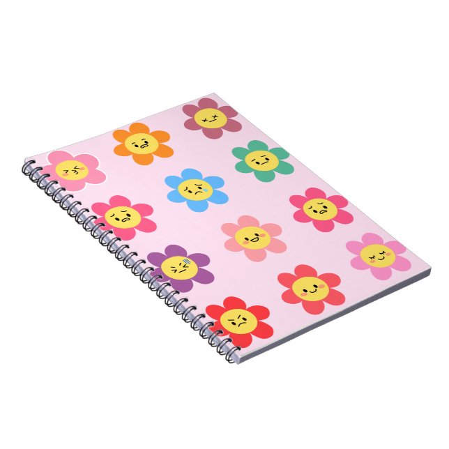 Söt Kawaii Blomster Känslor Diagram Anteckningsbok (Högra Sidan)