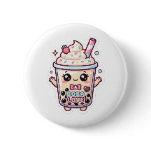 söt kawaii boba bubbel te pin knapp