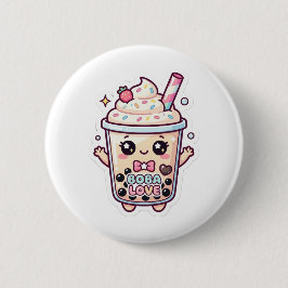 söt kawaii boba bubbel te pin knapp