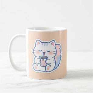 Söt Kawaii Boba Katt Bubbel Tea Kaffe Mugg