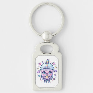 Söt Kawaii Boba Milk Tea Chibi Karaktär Nyckelring