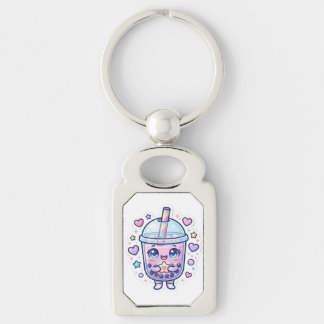 Söt Kawaii Boba Milk Tea Chibi Karaktär Nyckelring