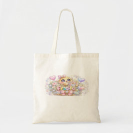 Söt Kawaii Bräcklig Hantera Med Omsorg Katt Pastel Tygkasse