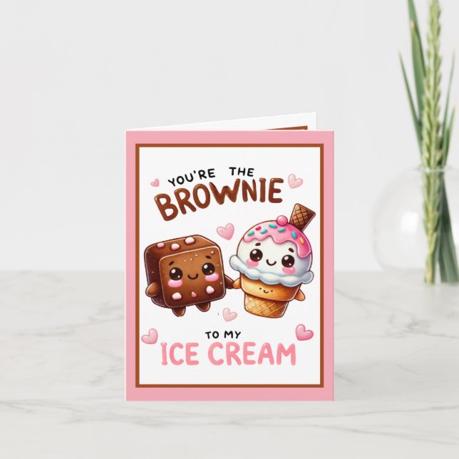 Söt Kawaii Brownie och Glass Tack Kort (Framsida)