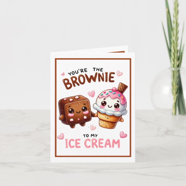 Söt Kawaii Brownie och Glass Tack Kort (Framsida)