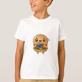 Söt Kawaii Burger Fotograf Barn T Shirt