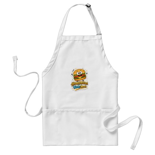 Söt Kawaii Burger Karaktär T-Shirt Design Förkläde (Framsidan)