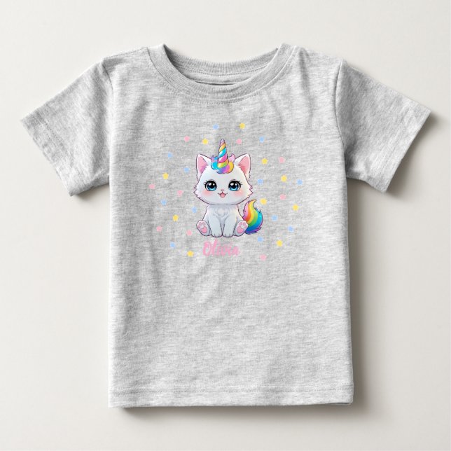 Söt Kawaii Caticorn Baby T-shirt (Framsida)