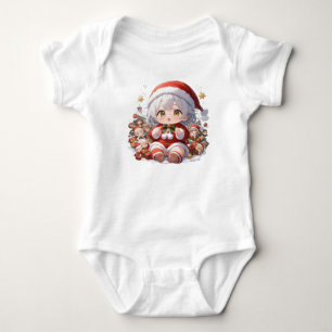 Söt Kawaii Chibi Anime Flicka Tomte Jul Holiday T Shirt