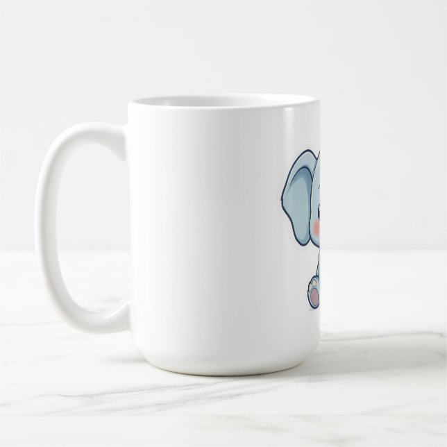 Söt Kawaii Chibi Baby Elefant Kaffemugg (Vänster)