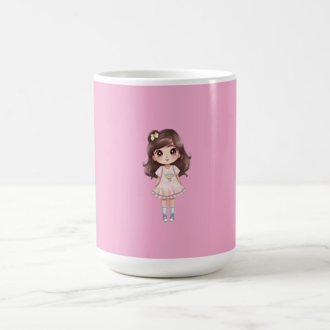 Söt Kawaii Chibi Flickamugg Kaffemugg (Center)