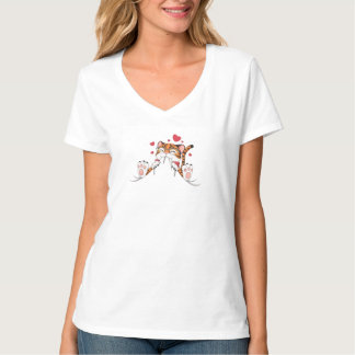 Söt Kawaii Chibi Tiger Kärlek Hjärtan T-Shirt