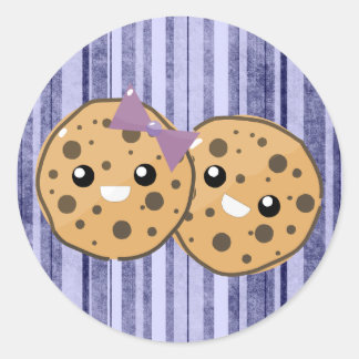 Söt Kawaii choklad chip cookie-par Runt Klistermärke