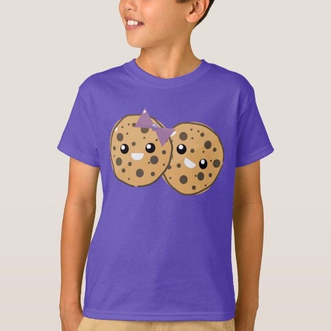 Söt Kawaii choklad chip cookie-par T-shirt (Framsida)