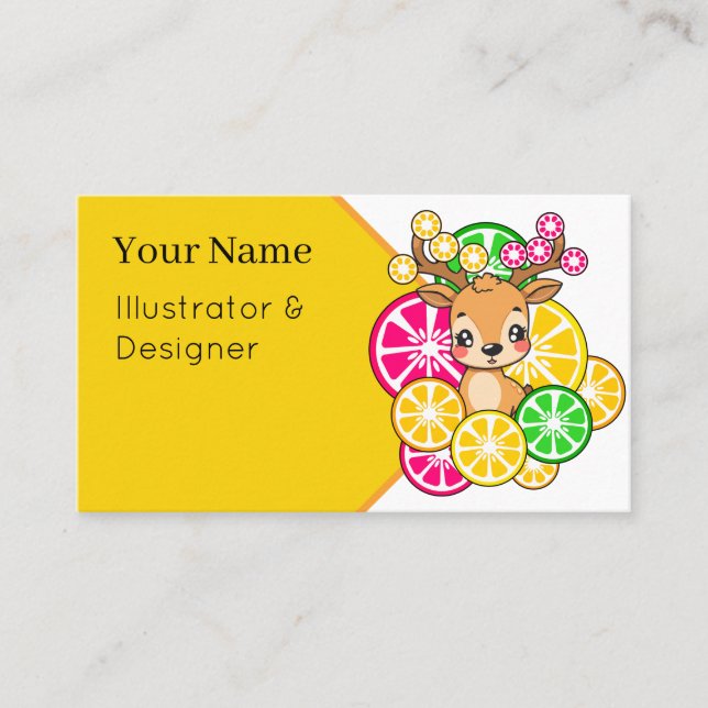 Söt Kawaii Citrus Hjort Citron Apelsin Visitkort (Framsida)