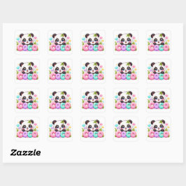 Söt Kawaii Coco Panda Namn Pastell Rosa Glittrande Fyrkantigt Klistermärke