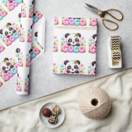 Söt Kawaii Coco Panda Namn Pastell Rosa Glittrande Presentpapper