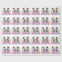 Söt Kawaii Coco Panda Namn Pastell Rosa Glittrande Presentpapper