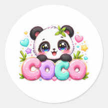 Söt Kawaii Coco Panda Namn Pastell Rosa Glittrande