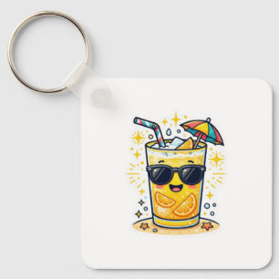 Söt Kawaii Cool Sommar Tropisk Dryck SungSticker Nyckelring
