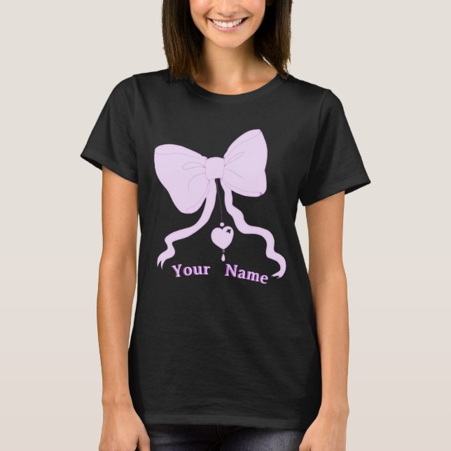 Söt Kawaii Coquette Lila Båge Anpassad T-Shirt (Framsida)