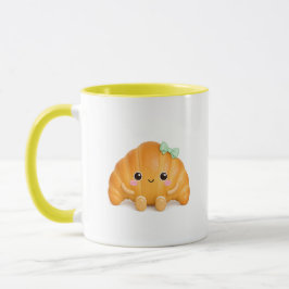 Söt Kawaii Croissant Kaffe Mugg