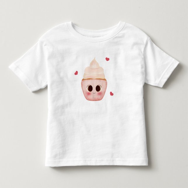 Söt Kawaii Cupcake Barn T-Shirt (Framsida)