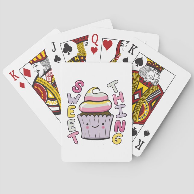 Söt Kawaii Cupcake med Text Casinokort (Baksidan)