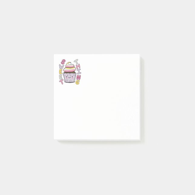 Söt Kawaii Cupcake med text Post-it Block (Framsida)