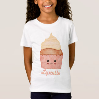Söt Kawaii Cupcake T-Shirt med Personligt Namn för