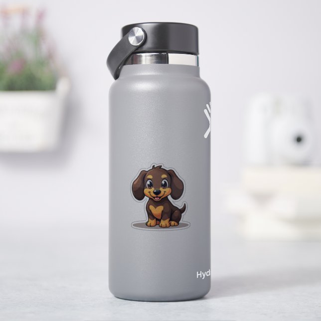 Söt Kawaii Dackel-valp dekal (HydroFlask)