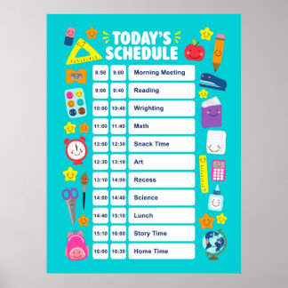 Söt Kawaii Dagens Schema Poster