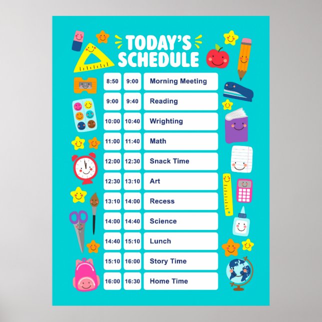 Söt Kawaii Dagens Schema Poster (Framsidan)