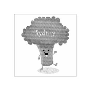 Söt kawaii dansande broccoli serieillustration stämpel