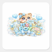 Söt Kawaii Det är en Pojke Teddybjörn Pastellblå N